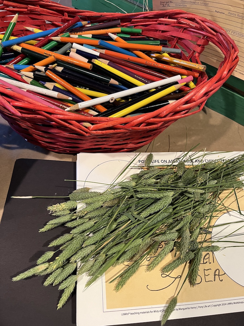Assateague and Chincoteague island art project, with salt marsh grasses