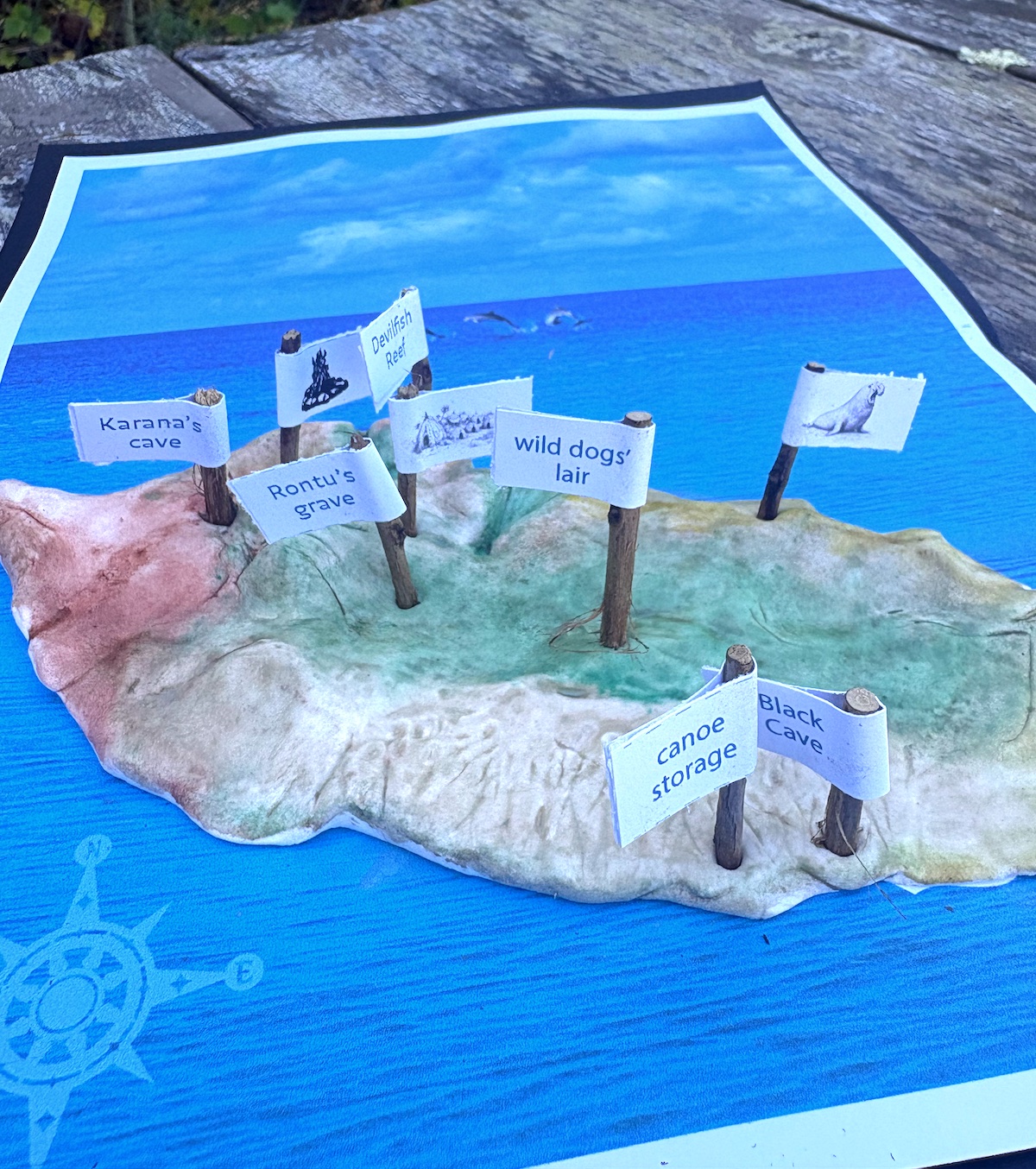 LitWits project for Island of the Blue Dolphins - flag markers