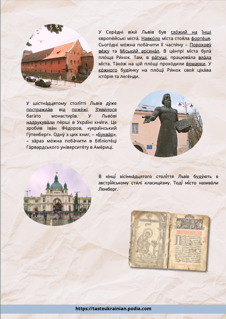 a text about Lviv with illustrations