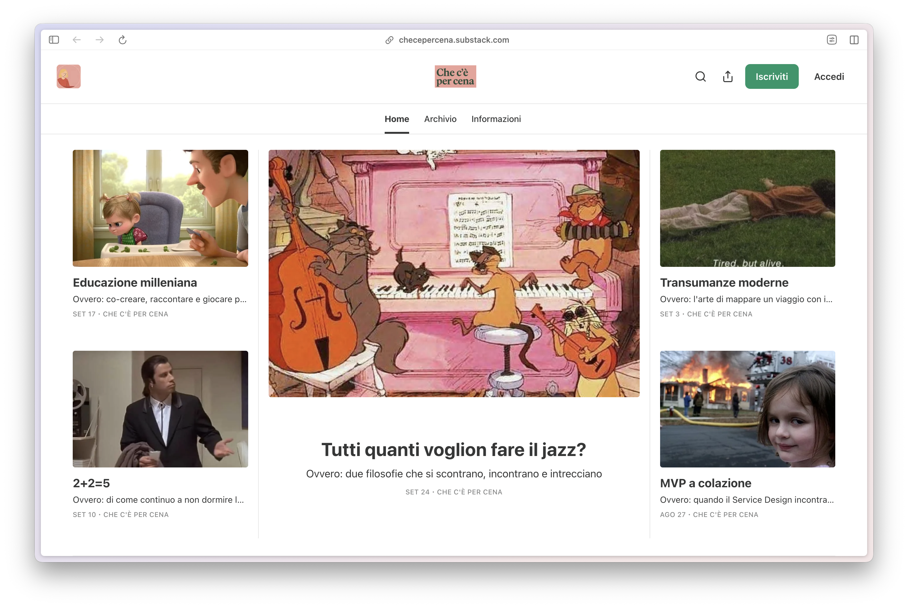 A screenshot of Maria's newsletter