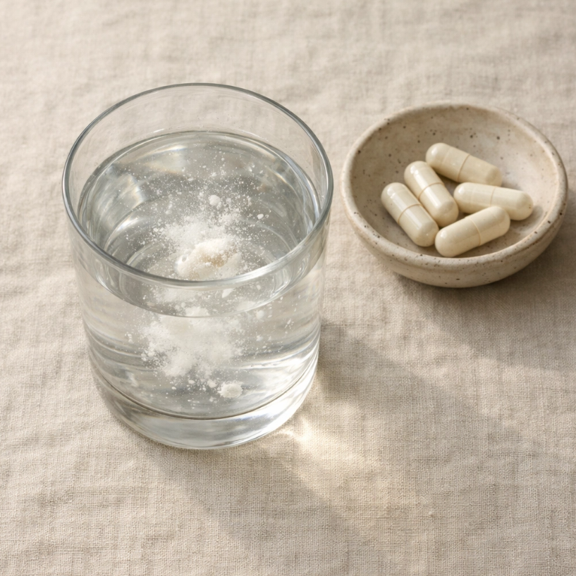 Probiotic capsule dissolving in water showing why most probiotics don't survive stomach acid