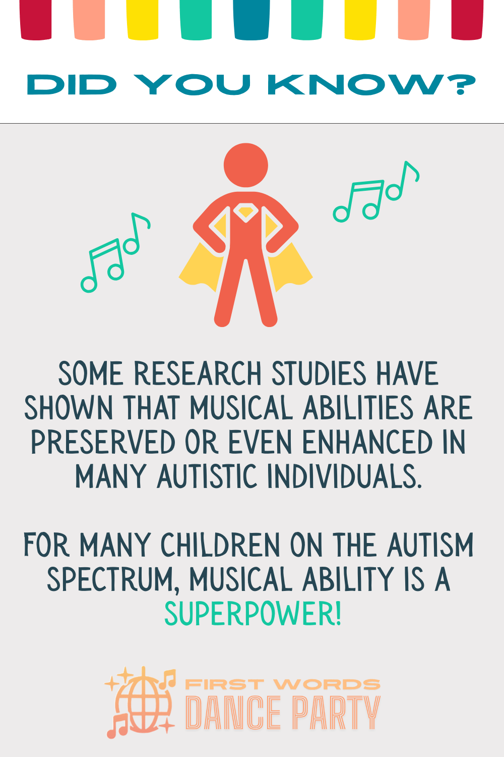An infographic on the correlation between autism and music ability.