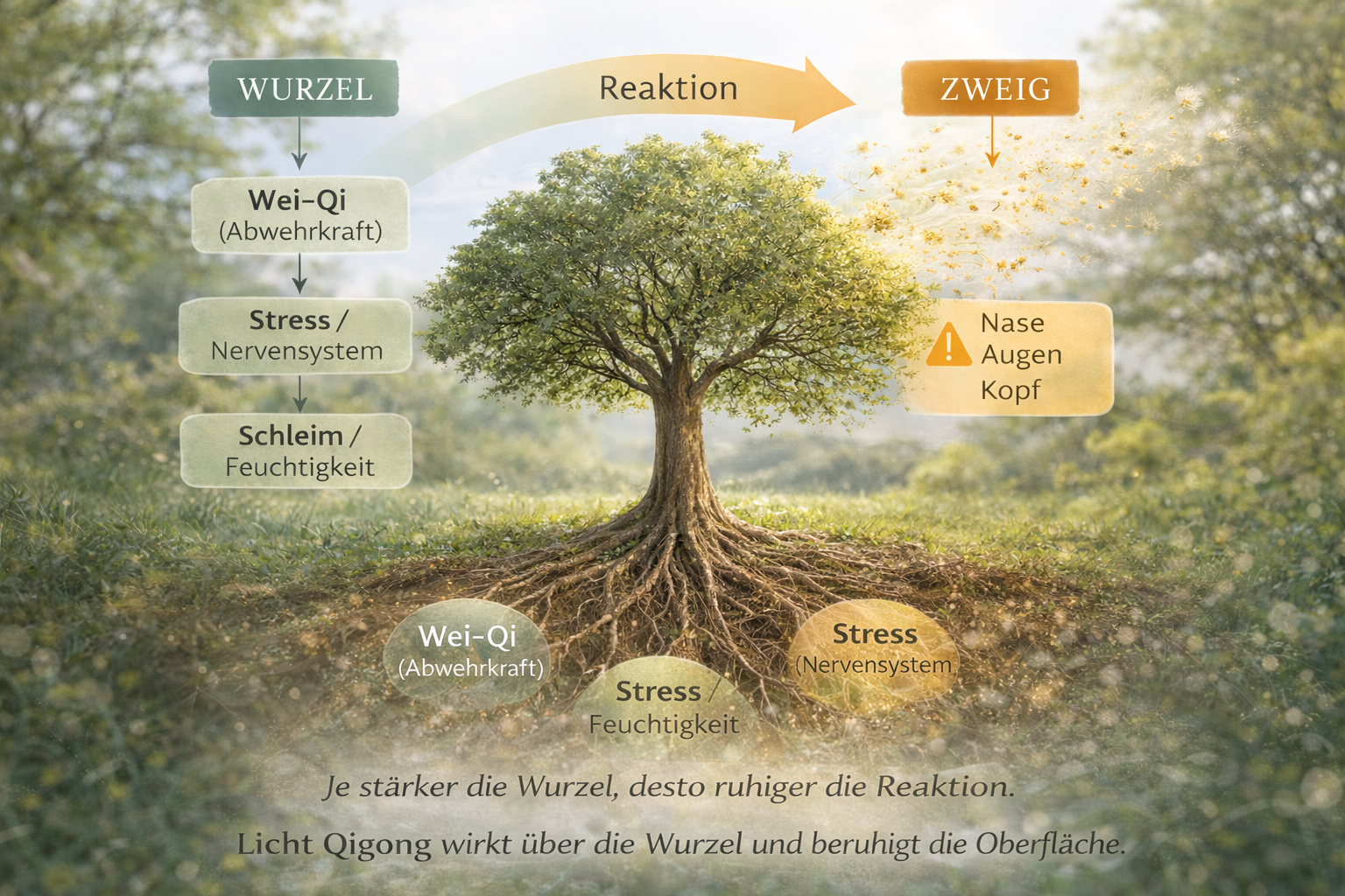 Medizinisches Qigong bei Heuschnupfen: Übungen zur Stärkung von Lunge und Immunsystem.