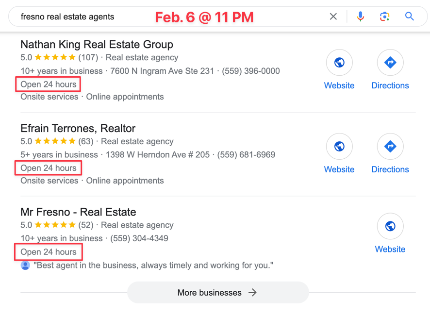 screenshot of Google search results