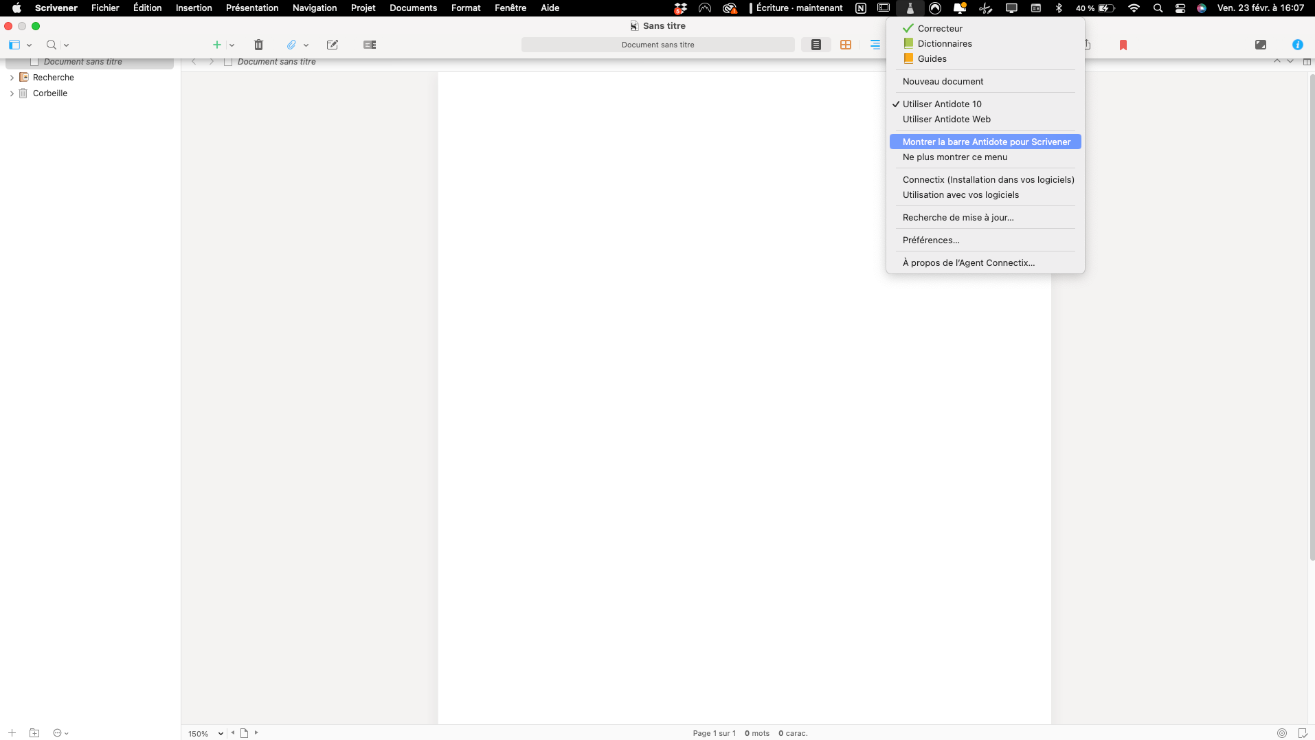 Connecter Antidote 10 à Scrivener (Mac)
