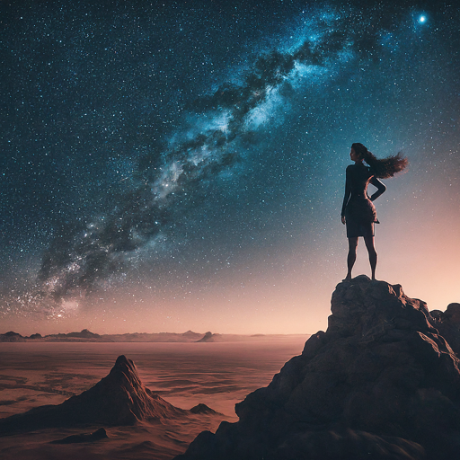 Woman overlooking the sky.