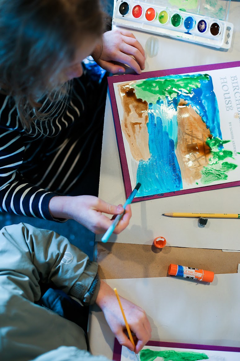 Child painting - a creative activity for THE BIRCHBARK HOUSE by Louise Erdrich - designed by LitWits Workshops