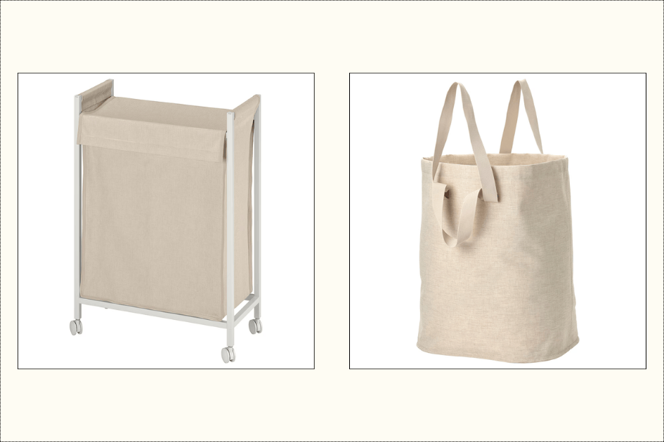 Bac à linge étroit sur roulettes Enhet Ikea - Sac à linge en tissu Purrpingla Ikea