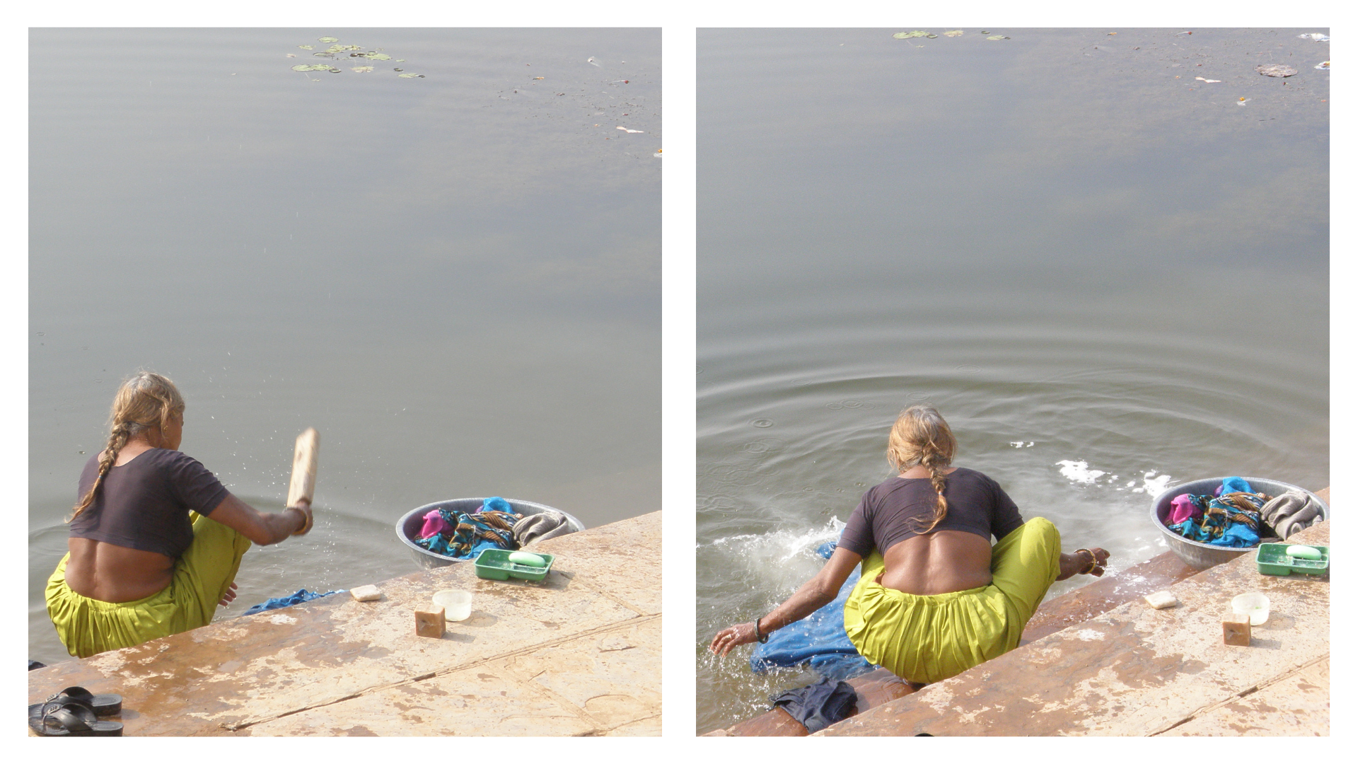 Uniara Village women doing washing in the lake