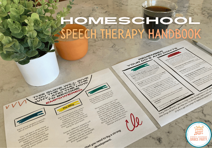 A homeschool speech therapy handbook for parents of children with speech delays.