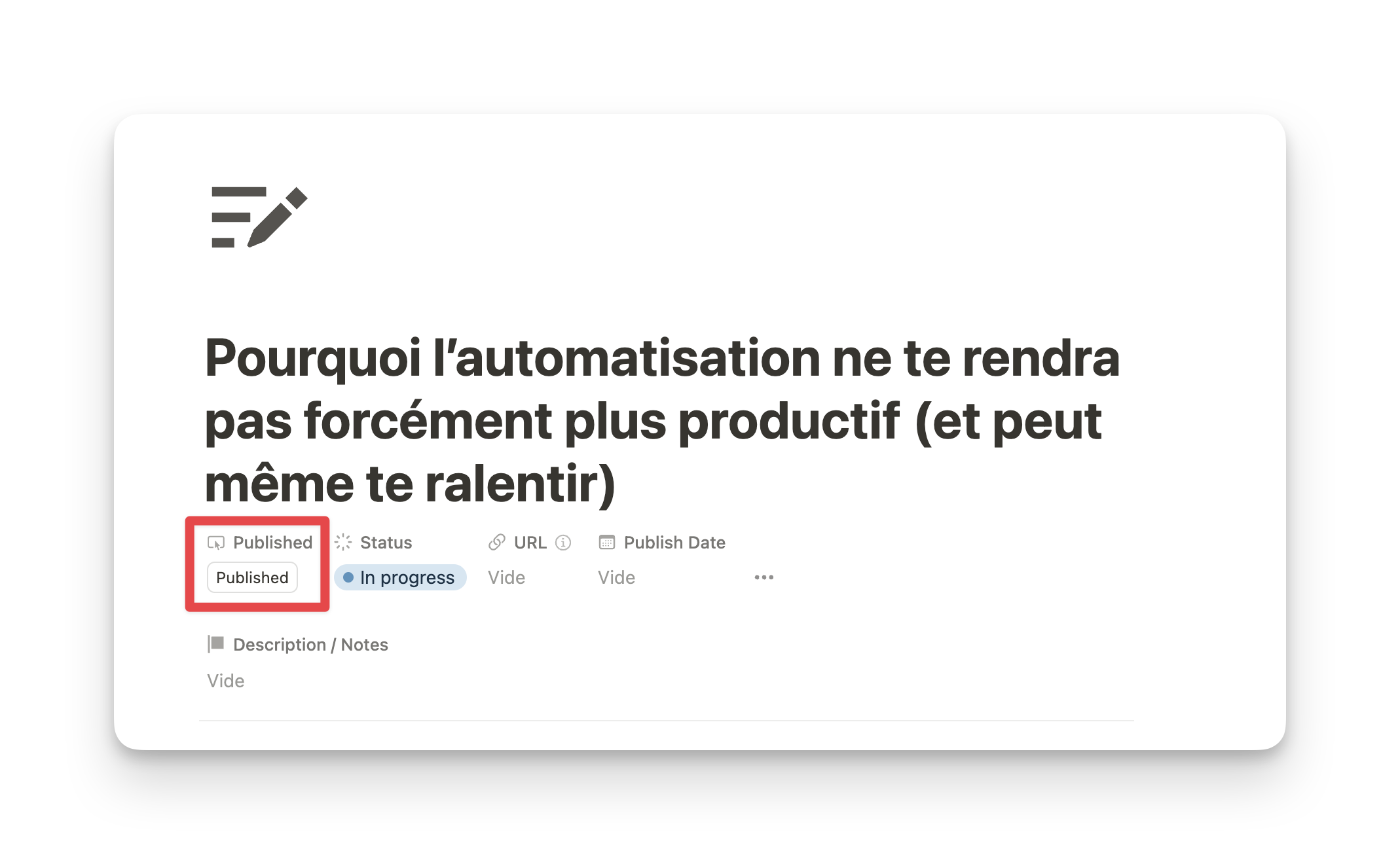 Mon bouton publier sur Notion me fait gagner quelques secondes
