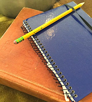 Francisco wrote English words and their definitions in his "librito" and would study while he worked in the fields. He lost this notebook in the fire, but his mother reminded him he had all the important things he’d written stored in his heart and mind.- a story prop idea for THE CIRCUIT by Francisco Jimenez, from LitWits Workshops