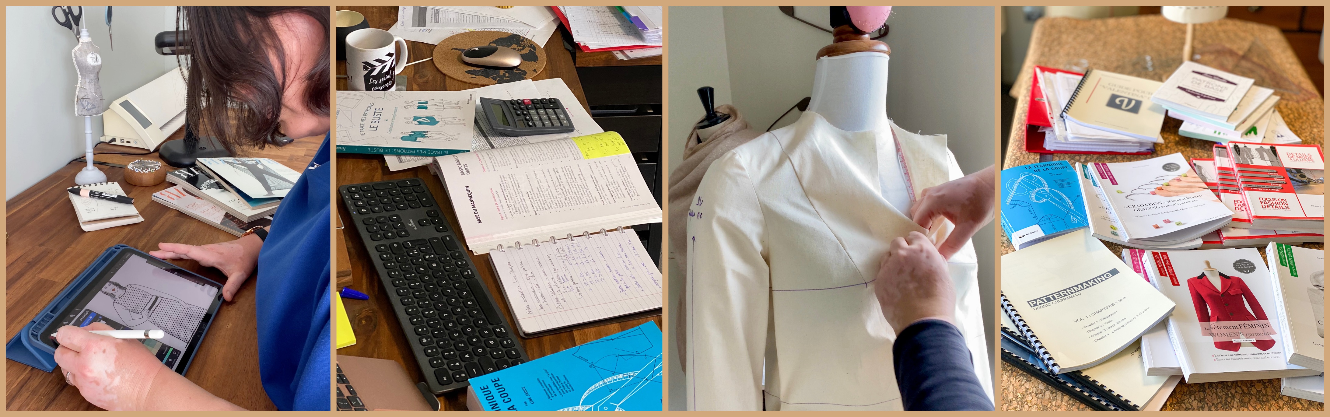 Illustrations de mon parcours de formation en modélisme : livres, toiles, essais, logiciels