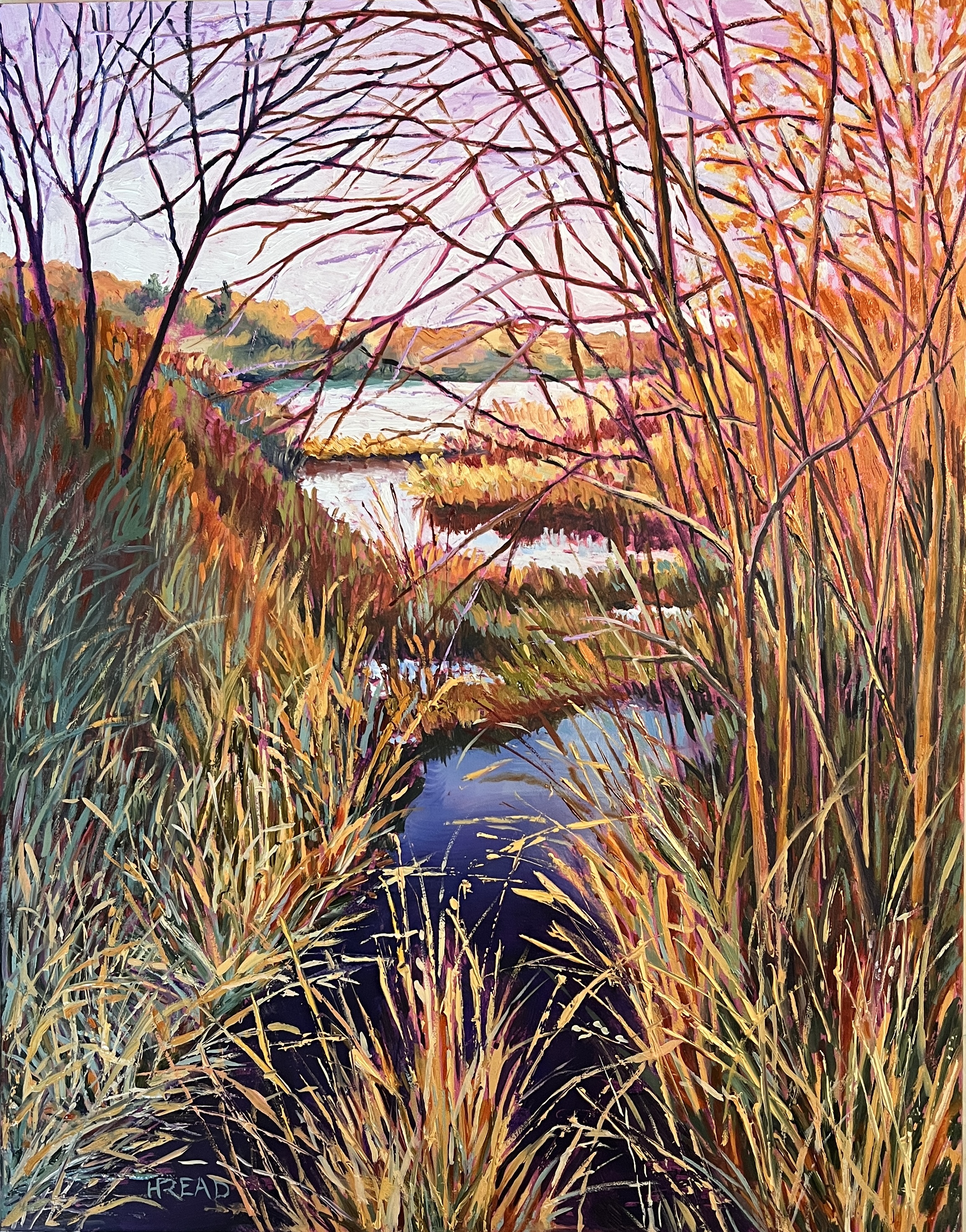 Amber Afternoon Landscape Oil Painting