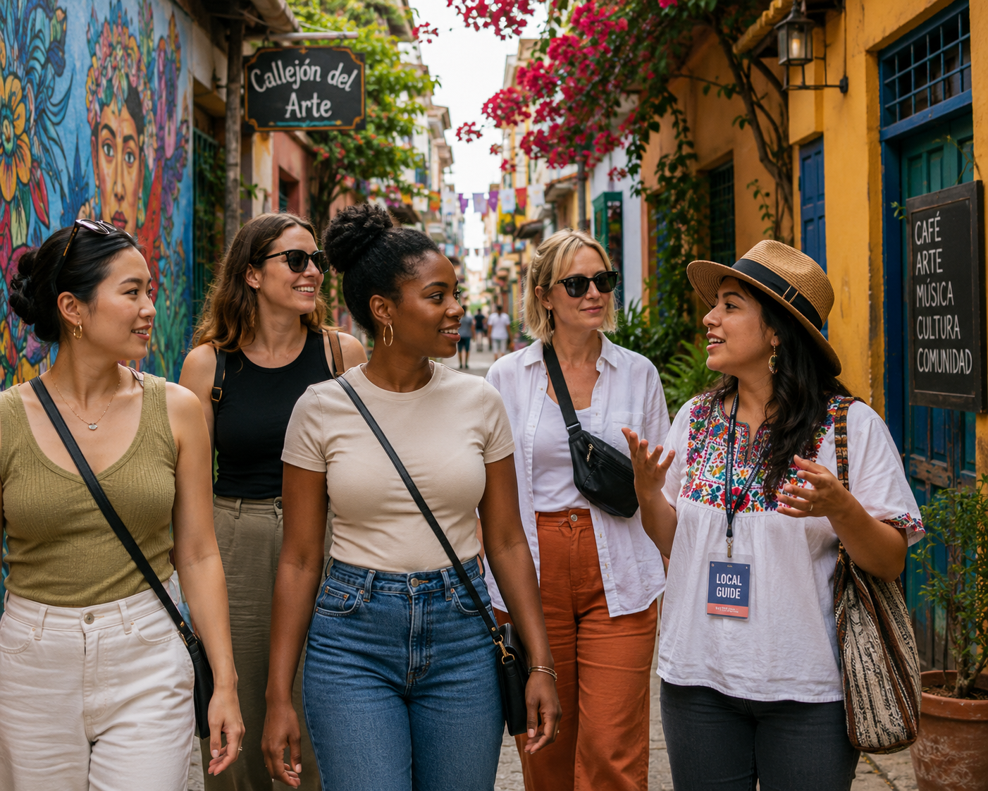 Small group of women travelers immersed in a cultural experience in Portugal