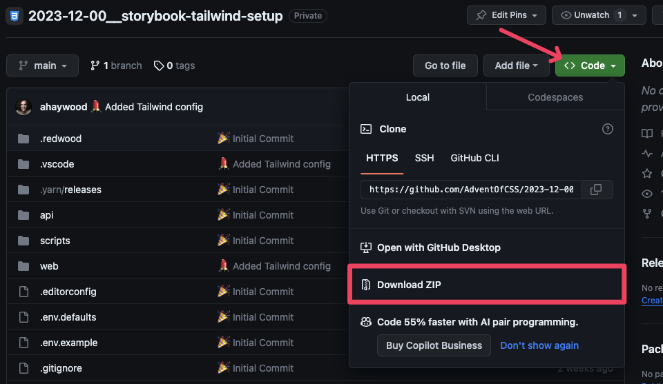 Download Zip within Github