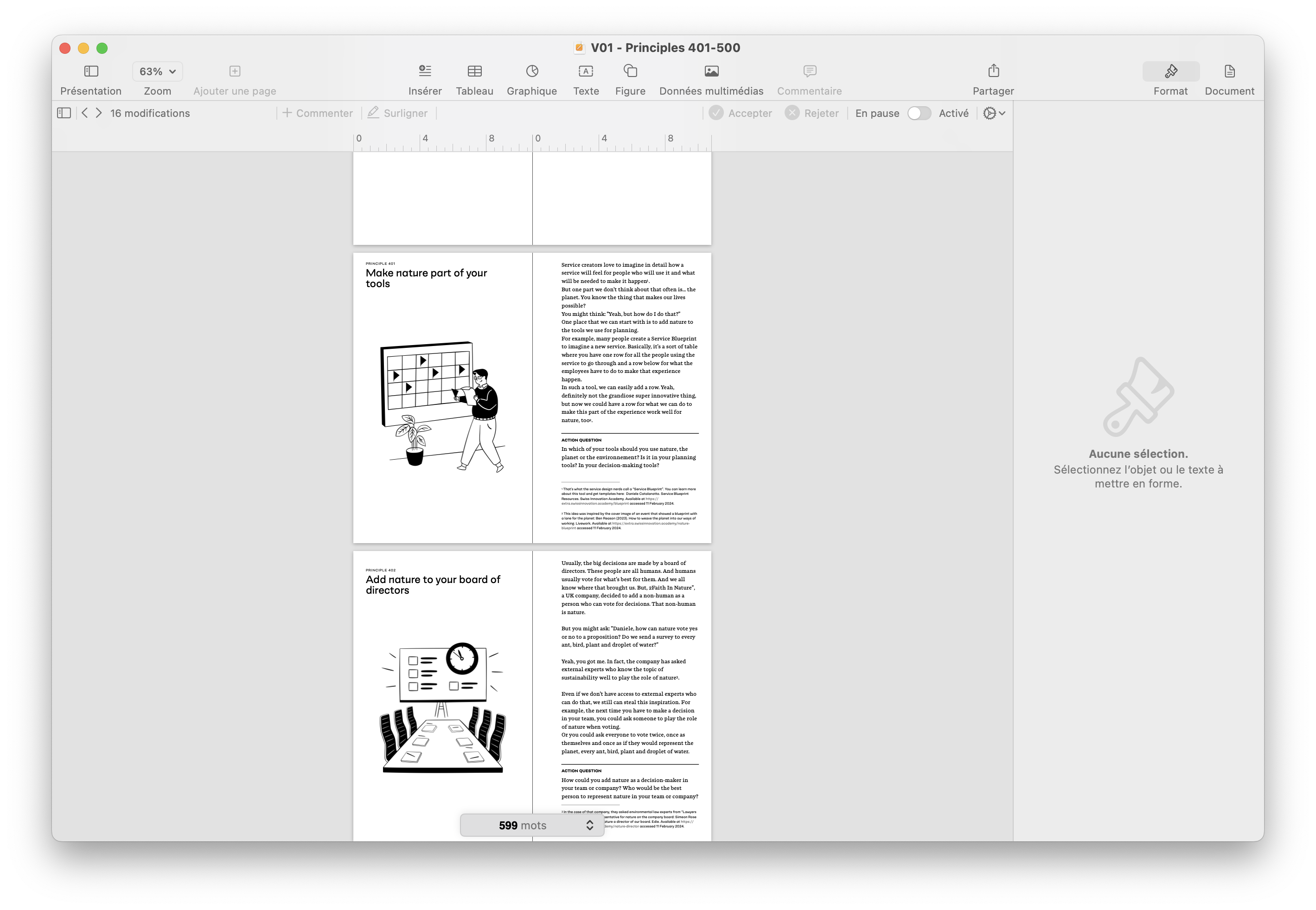 The first two principles shown in the Apple Pages app