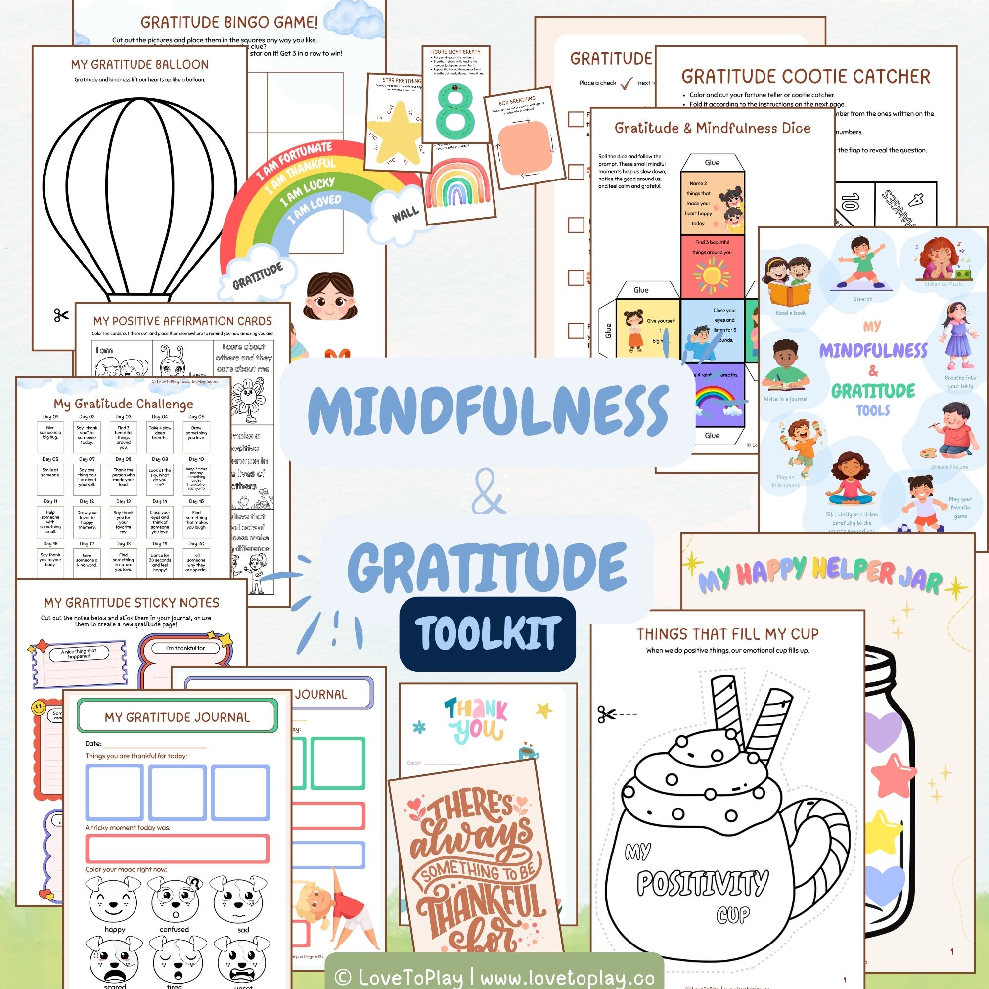 mindfulness and gratitude printable activties