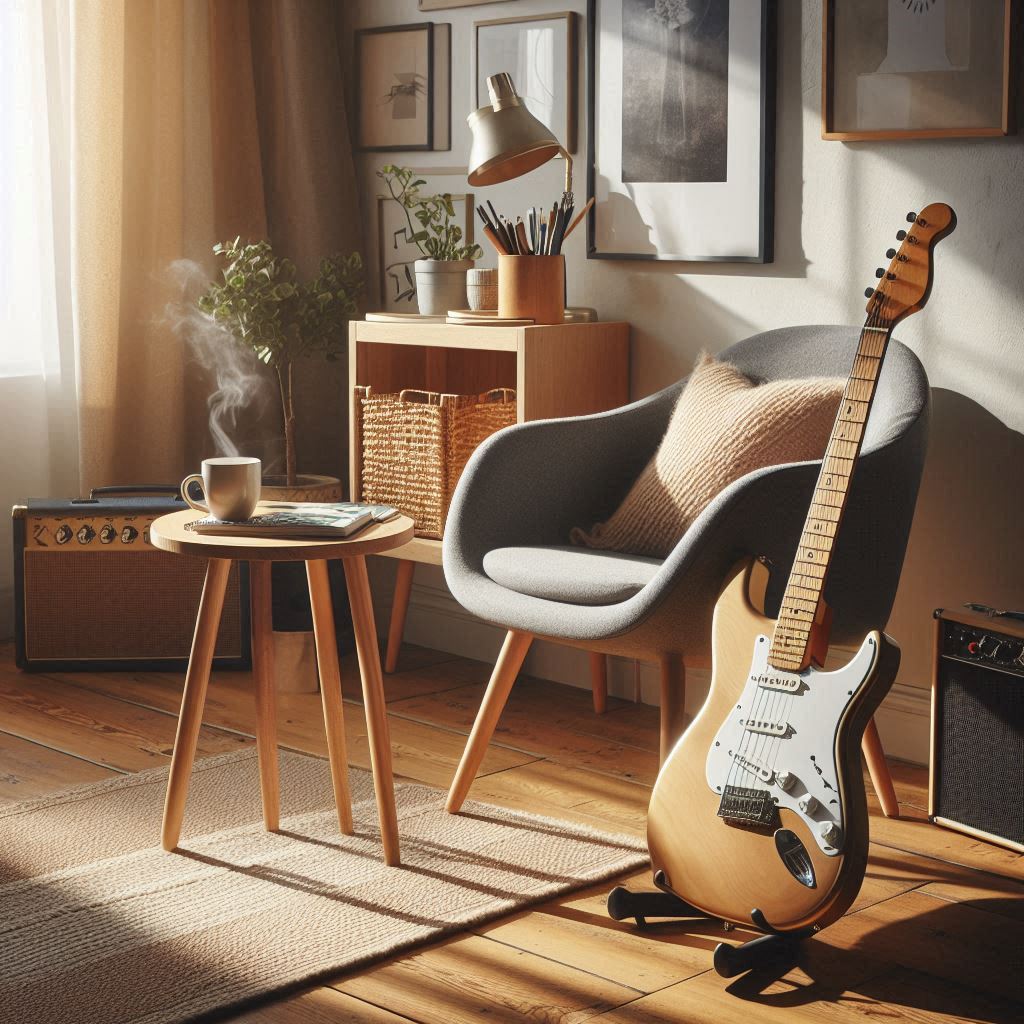 cozy corner waiting for you to play guitar
