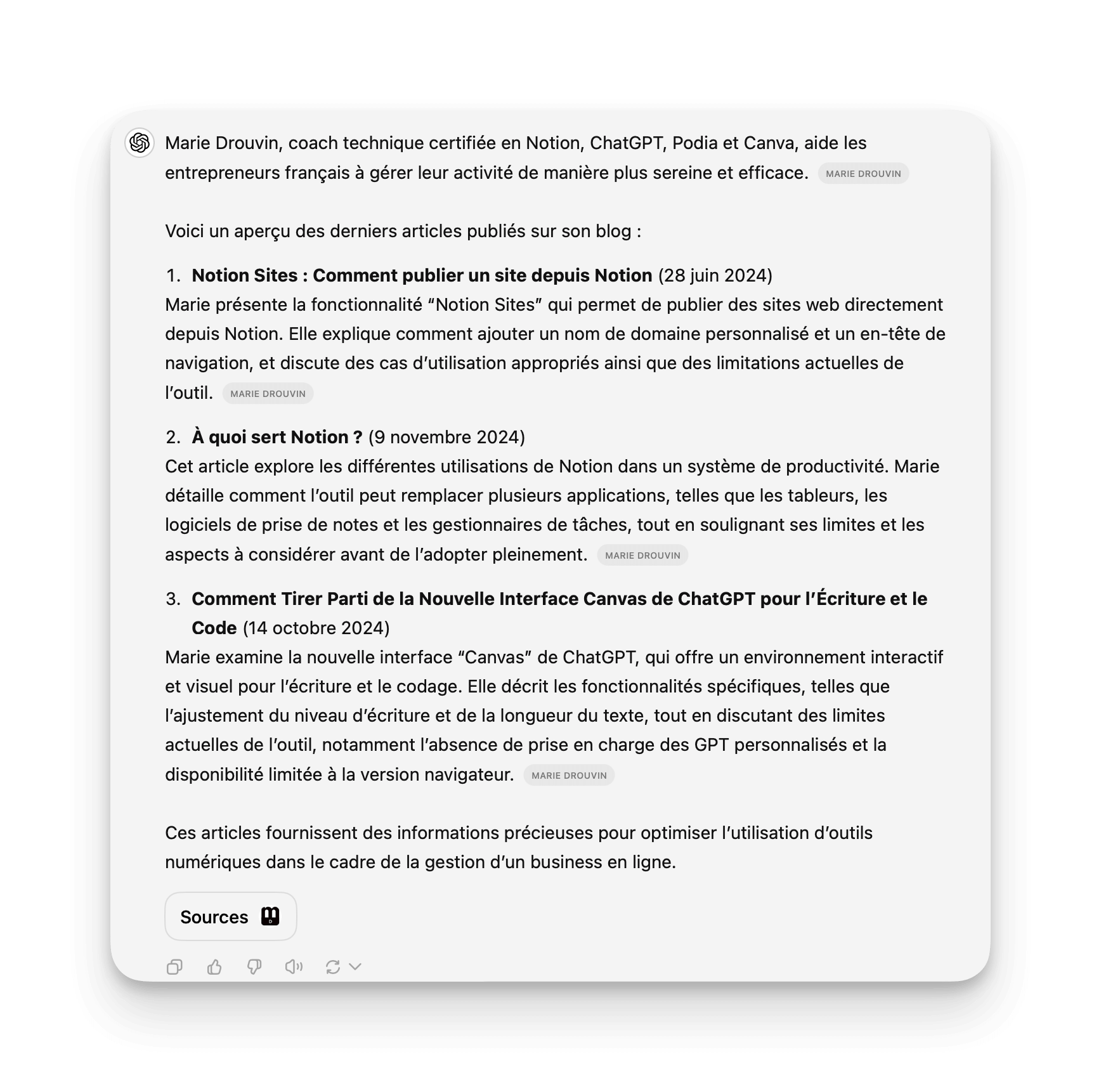 résultat spécifique de tâche sur chatgpt