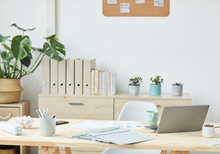 A calm, creative space reflecting the energy of transition and growth