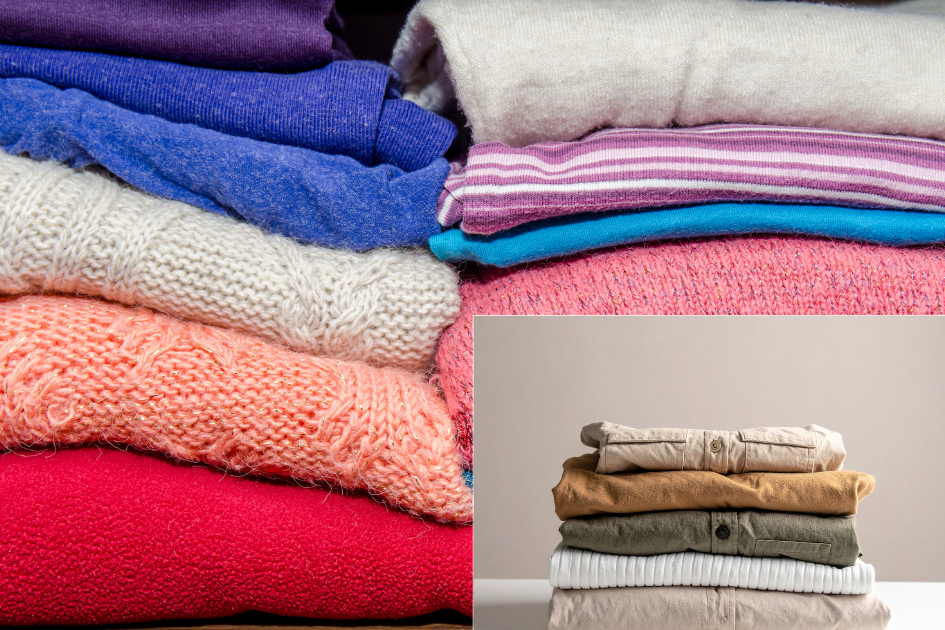 Piles de vêtements hautes qui tombent V/s piles basses qui tiennent