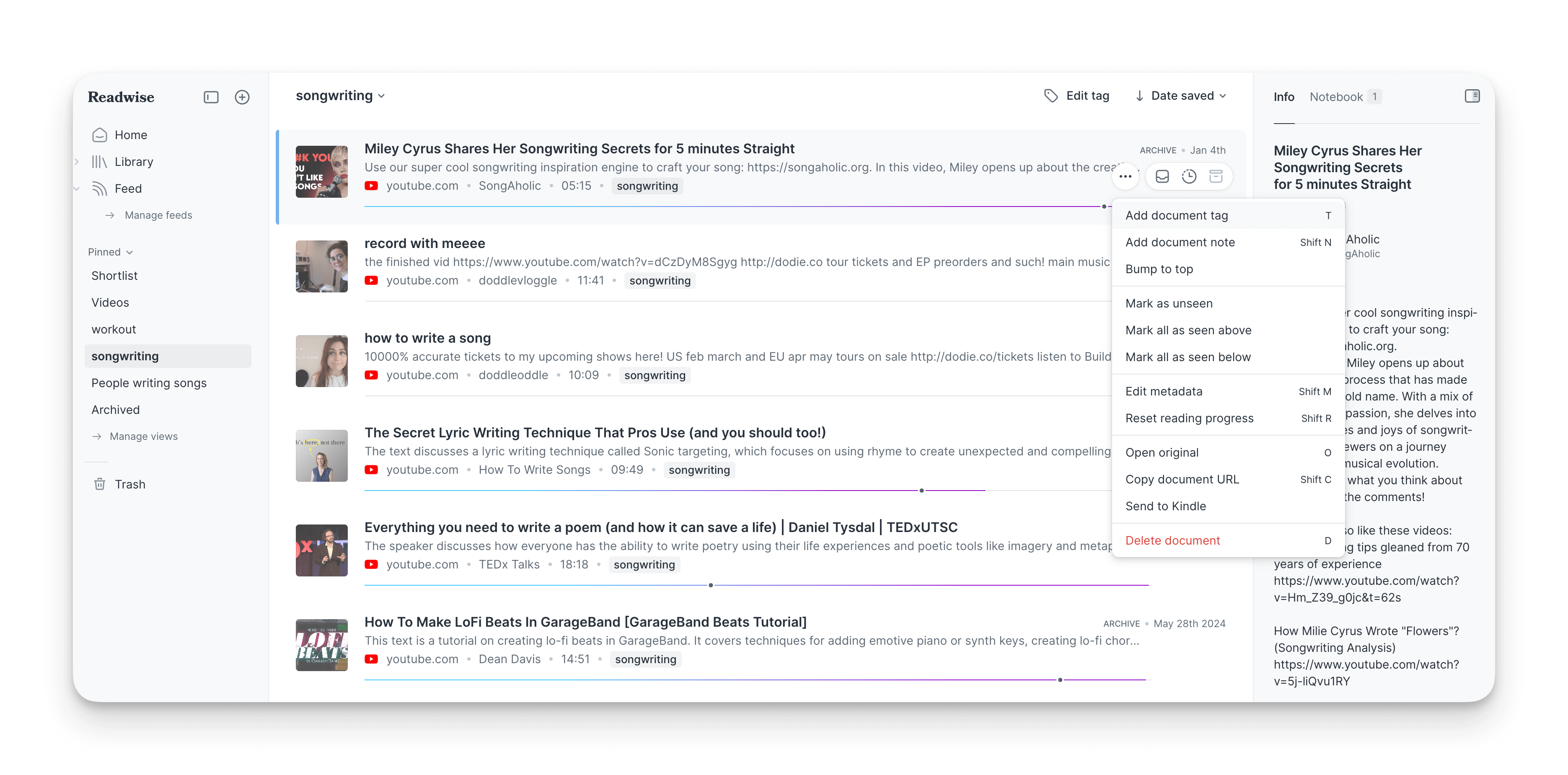Un tag spécial dans Reader