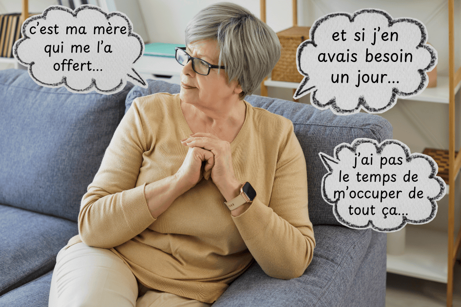 femme qui pense aux différentes raisons qui l'empêchent de trier