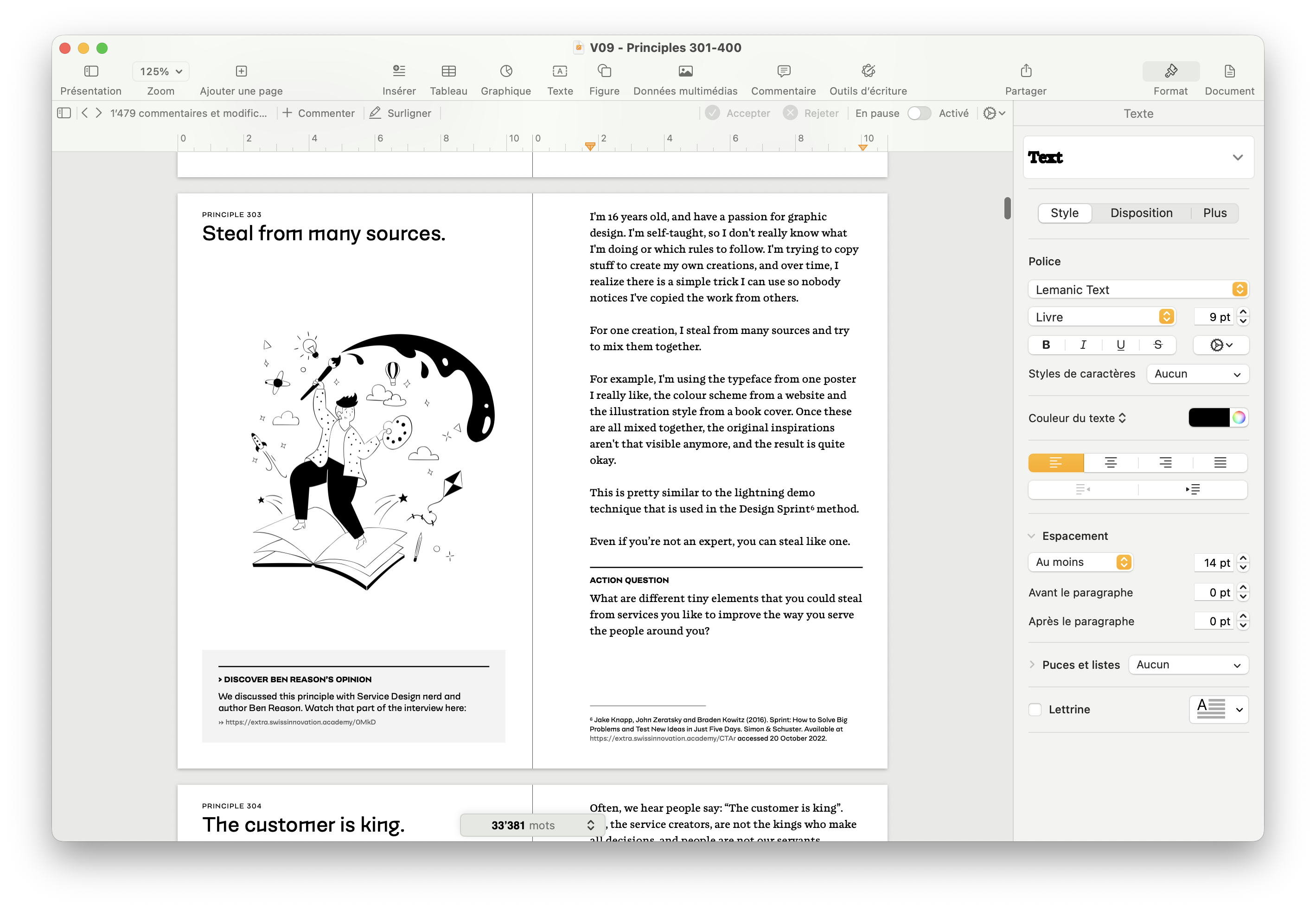 A screenshot of Apple Pages showing the book Service Design Principles 301-400