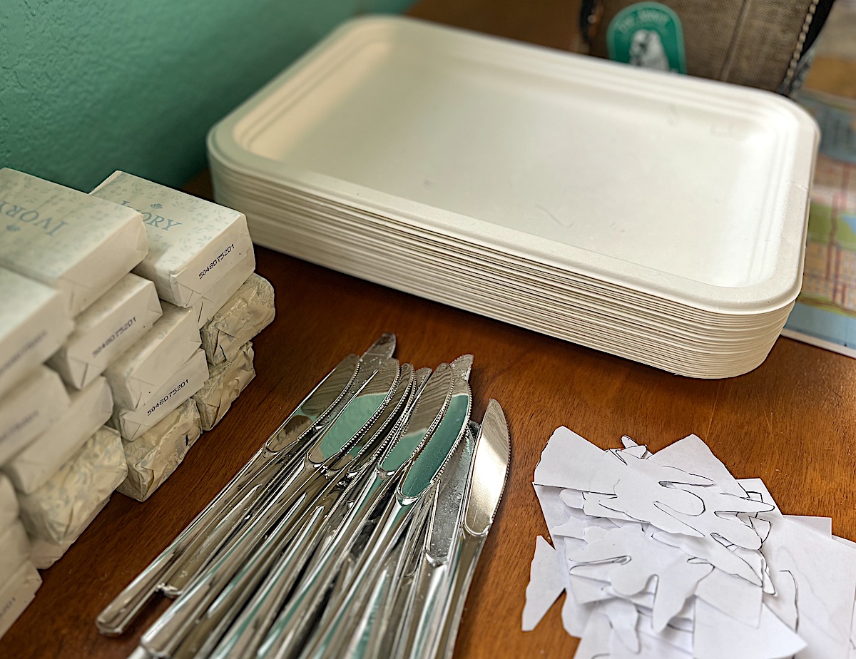 Materials and supplies for a soap carving activity, a LitWits creative idea for teaching FROM THE MIXED-UP FILES OF MRS. BASIL E. FRANKWEILER by E.L. Konigsburg