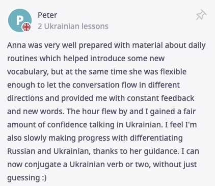 Ukrainian student's review