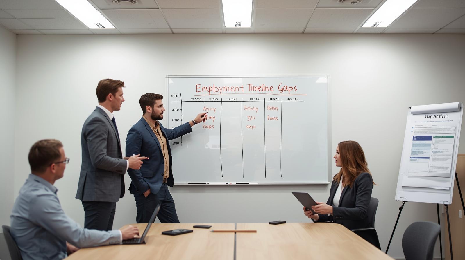 Security team analysing BS7858 employment history gaps