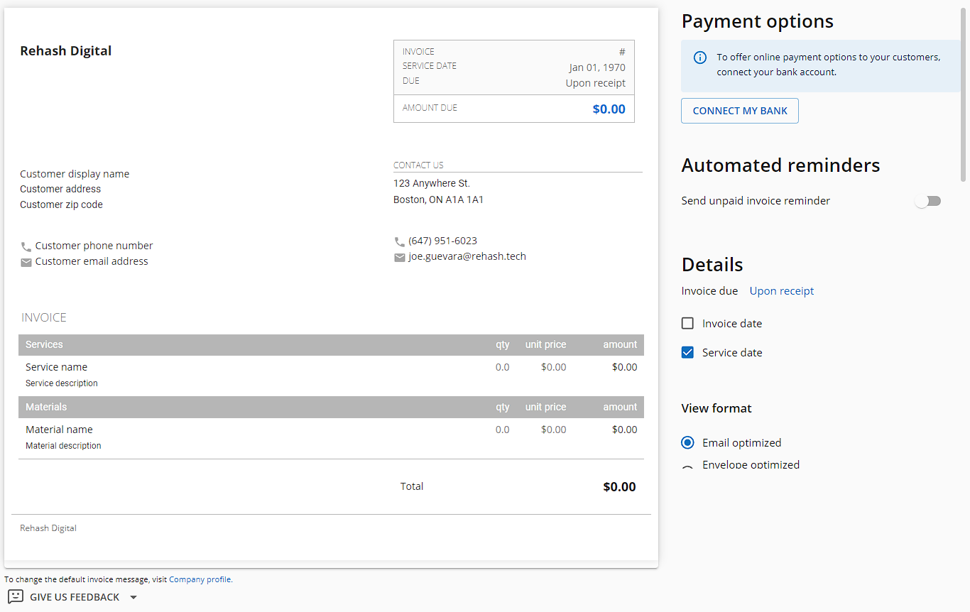 Housceall Pro Invoice Example Screenshot