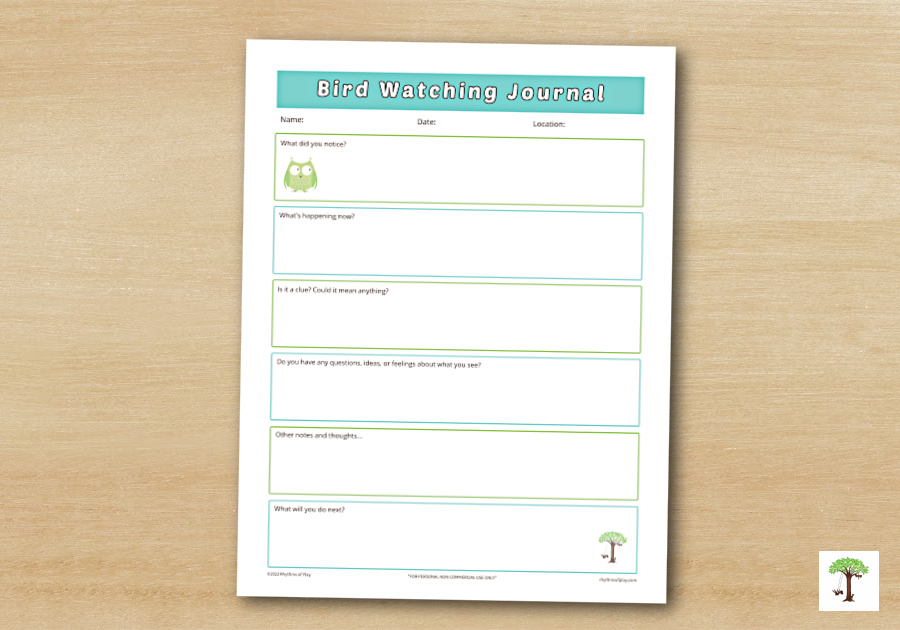Printable Bird Watching Journal Sheet for Free Printable Bird Watching Checklist