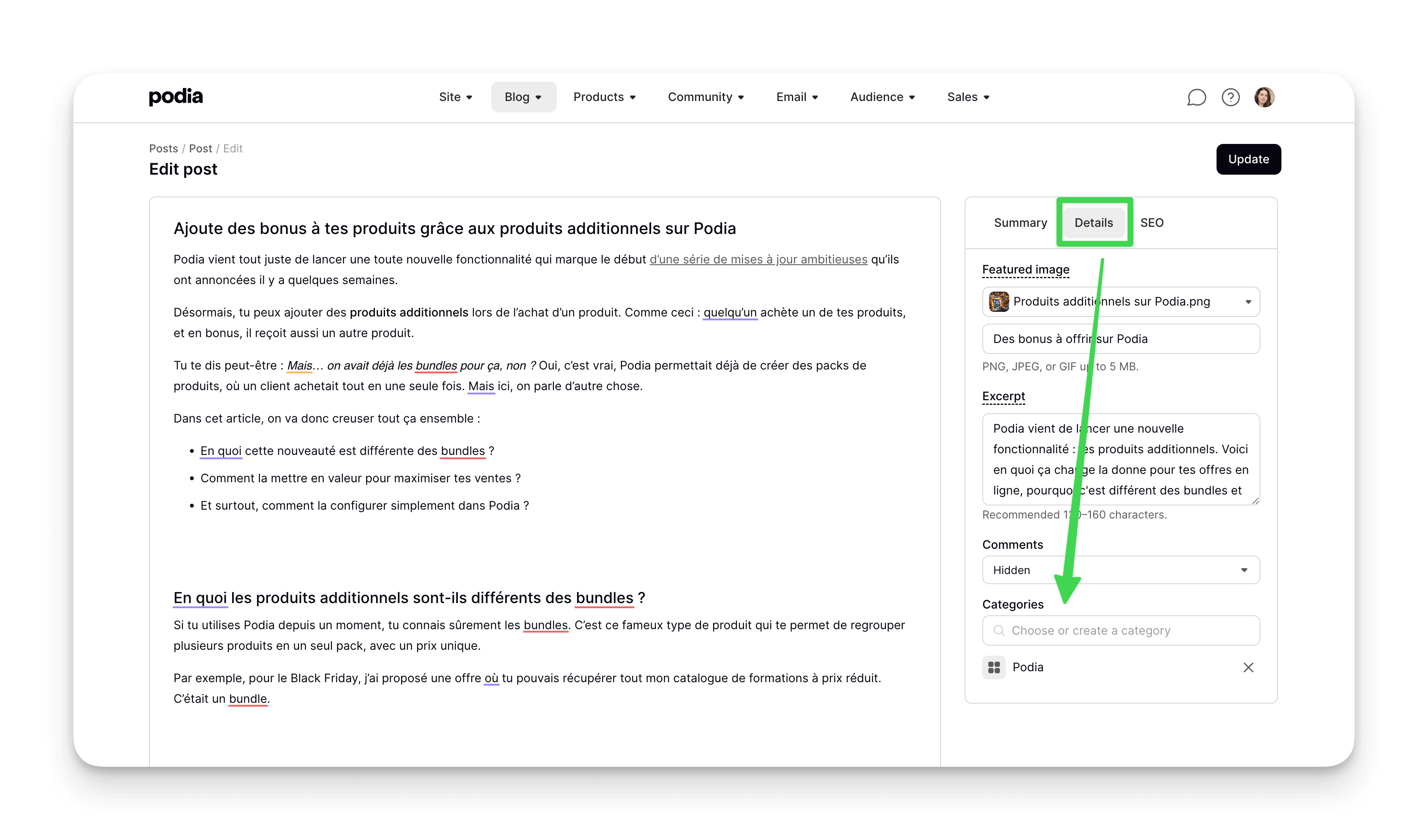 Comment trouver les catégories de blog sur Podia