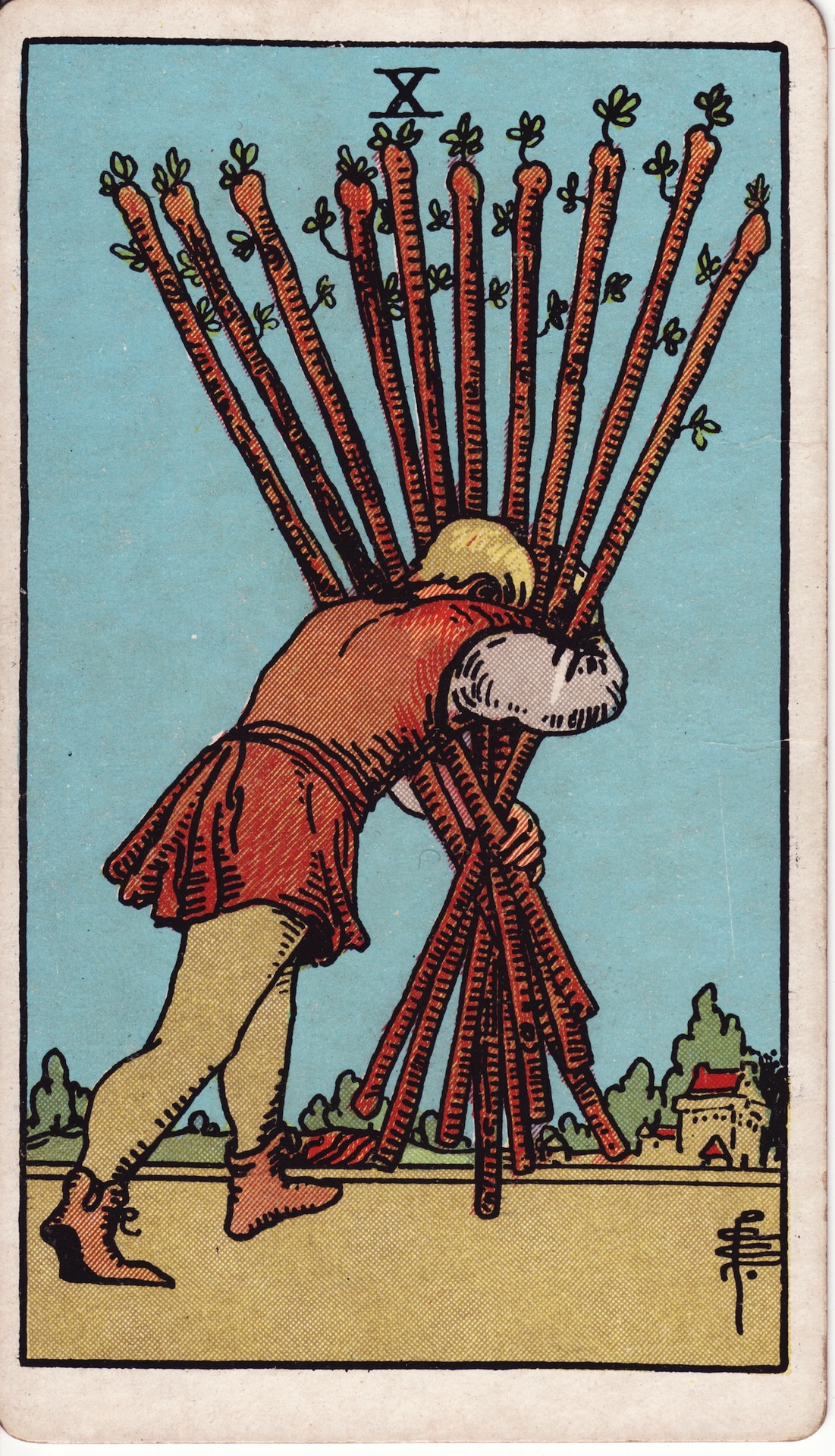 The Ten of Wands from the Rider Waite Smith 