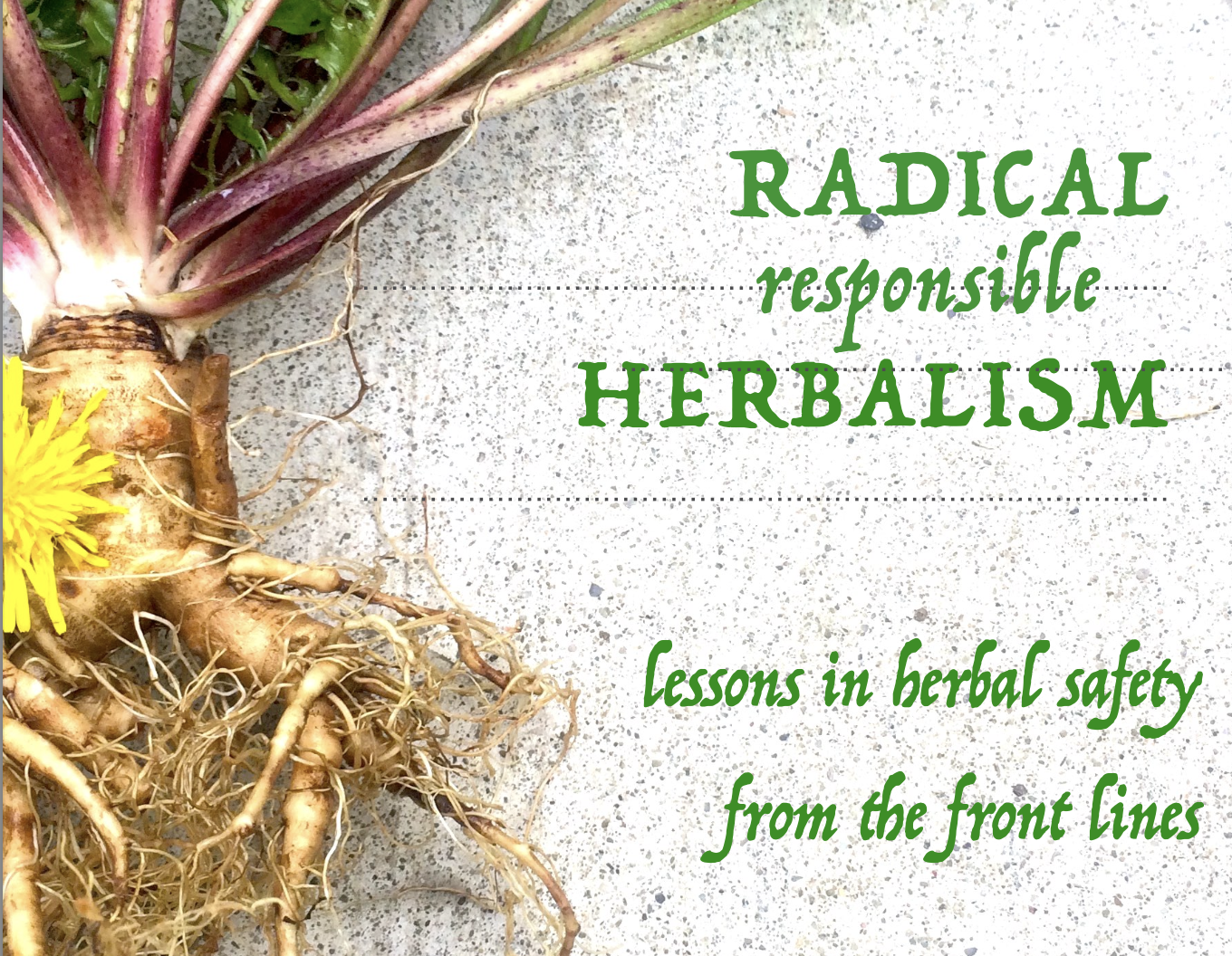 The cover of the ebook called Radical Responsible Herbalism: Lessons in Herbal Safety from the Front Lines