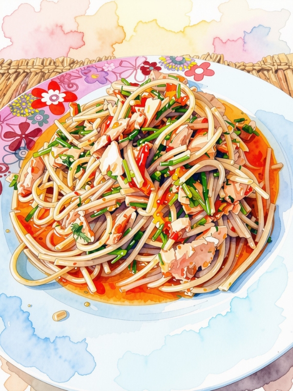 Ziltige spaghetti met zeekraal