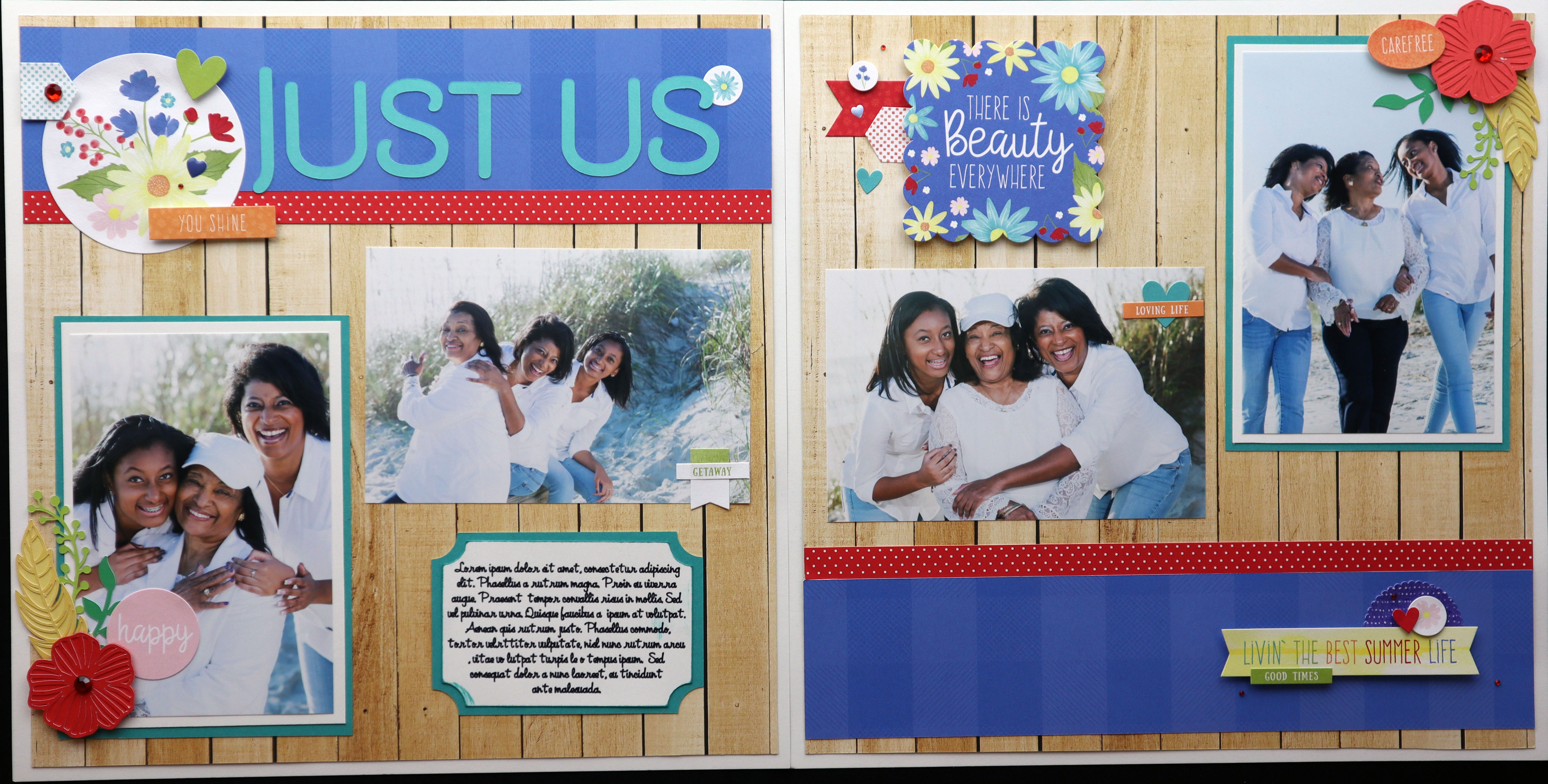 mom, daughter and granddaughter scrapbook layout, www.thescrapbookschool.com