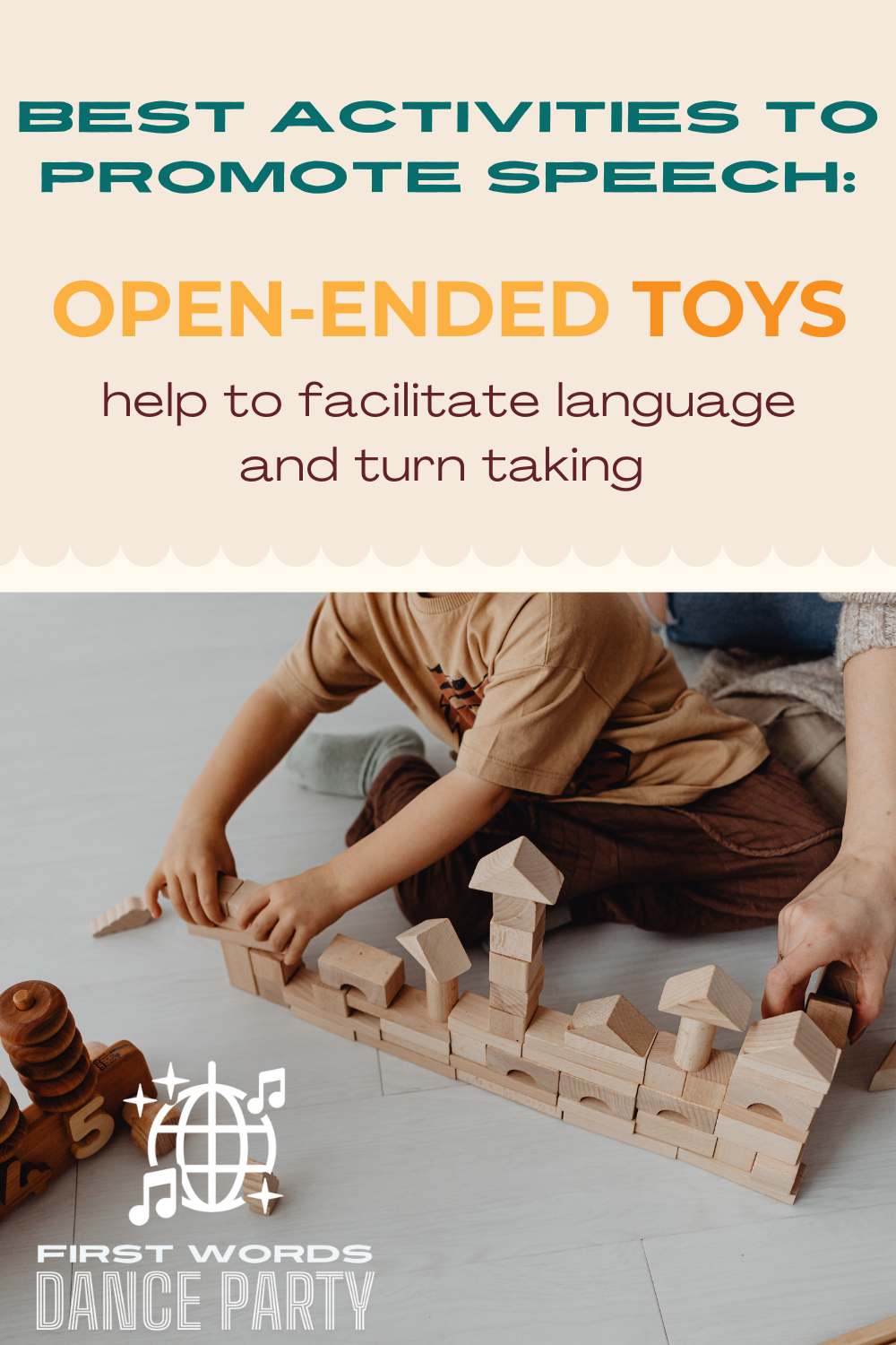 Child with a speaking delay playing with open-ended toys