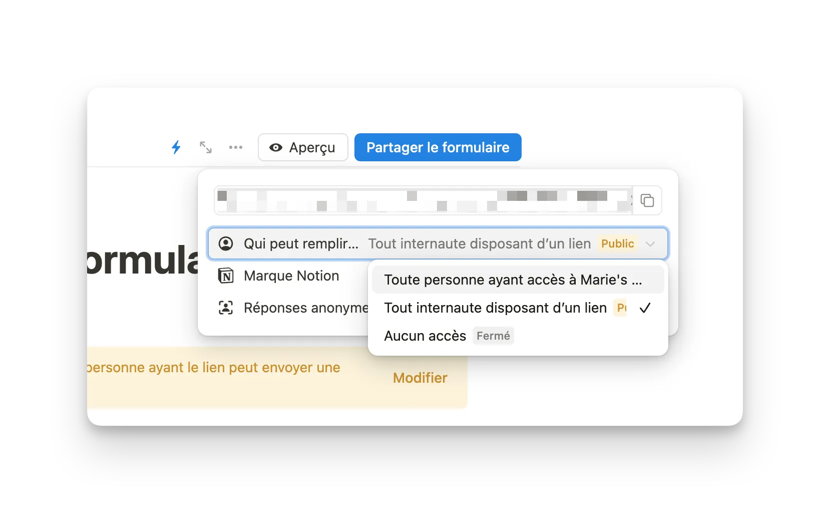 Comment partager un formulaire sur Notion