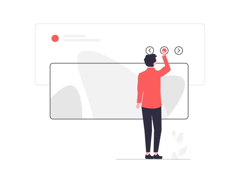 An illustration of a person hitting the next arrow on a slider