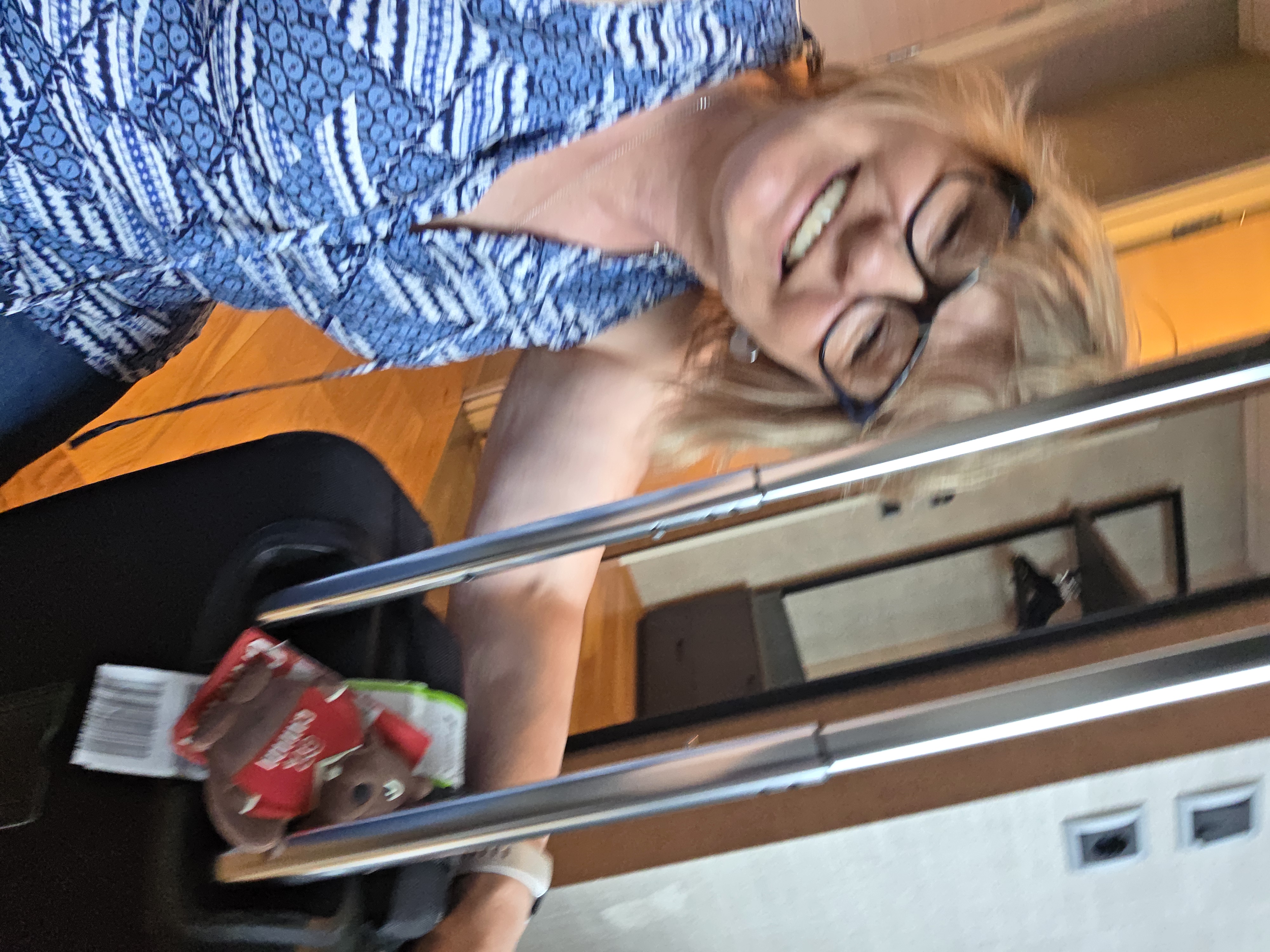 Jackie with suitcase