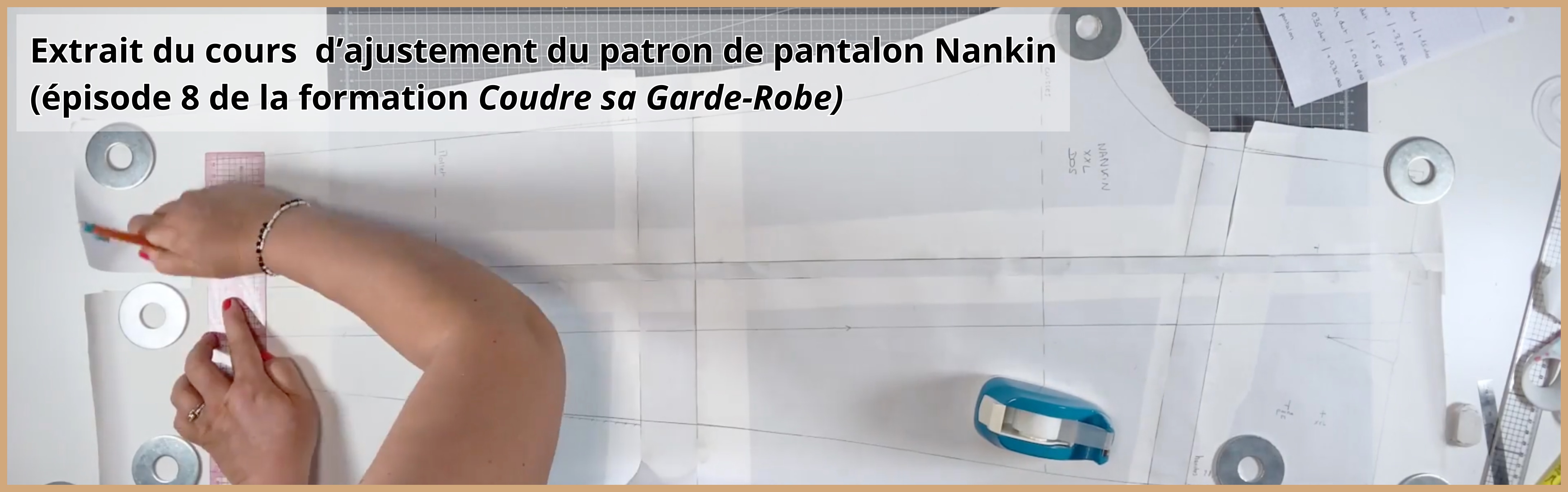 Patron du pantalon Nankin modifié avec plusieurs ajustements en largeur et en hauteur pour un tombé parfait