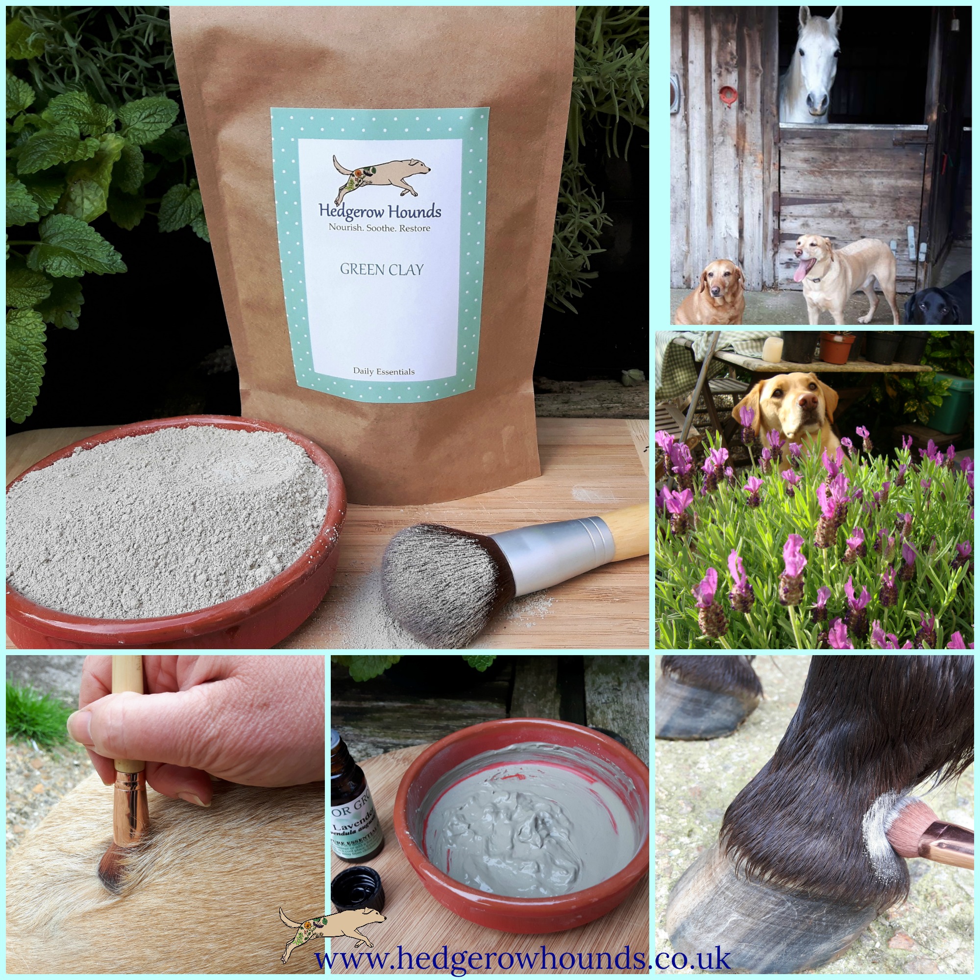Green Clay from Hedgerow Hounds for healing skin