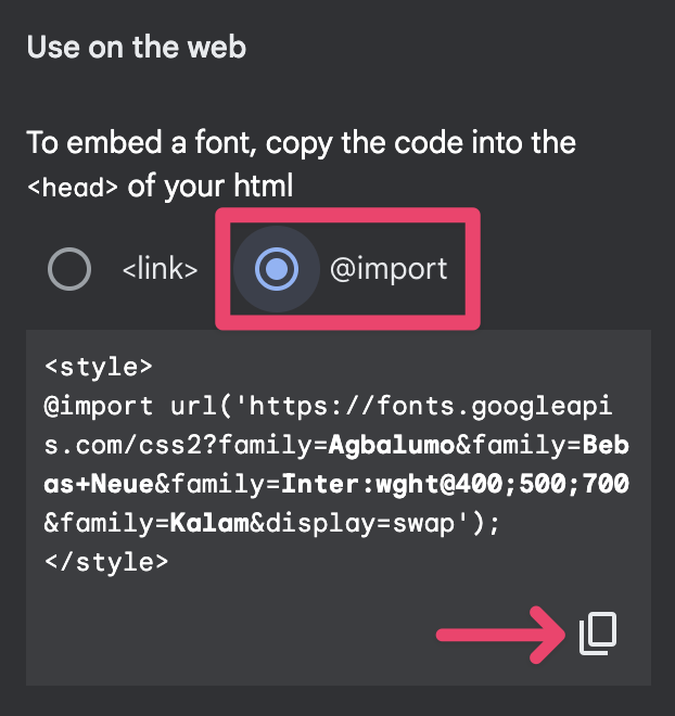 Embed fonts from Google Fonts