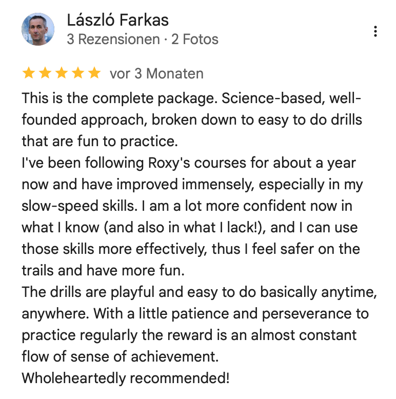 MTB Skills Roxybike Testimonial Lazslo