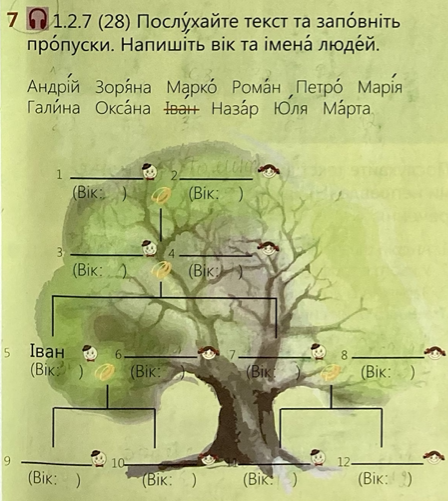 Yabluko textbook, a screenshot of a listening exercise