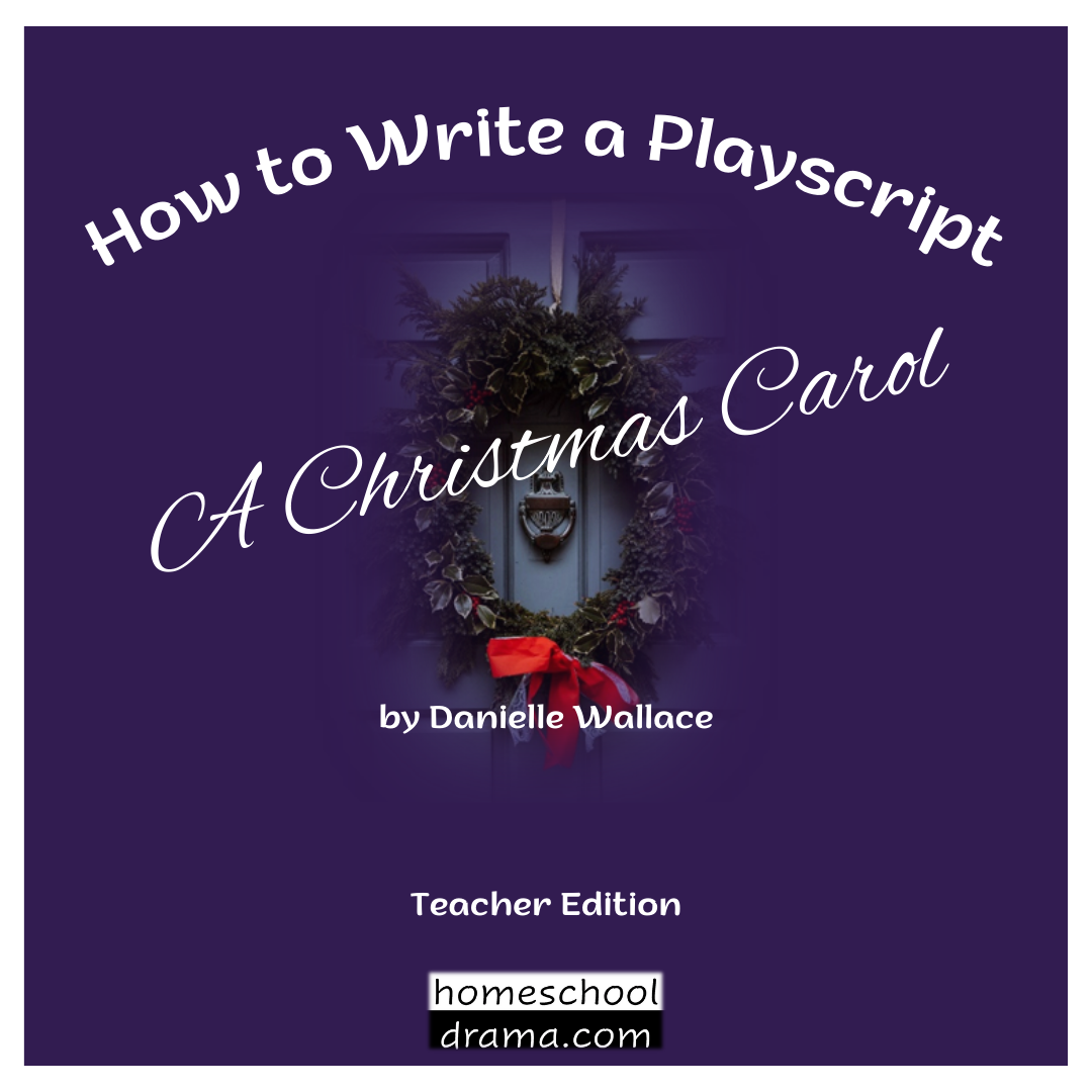 Christmas wreath and doorknocker for How to Write a Playscript - A Christmas Carol drama curriculum cover by homeschooldrama.com