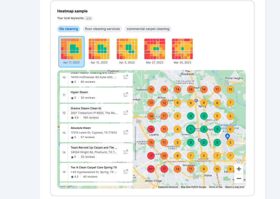 Rehash Digital Local SEO Heatmap